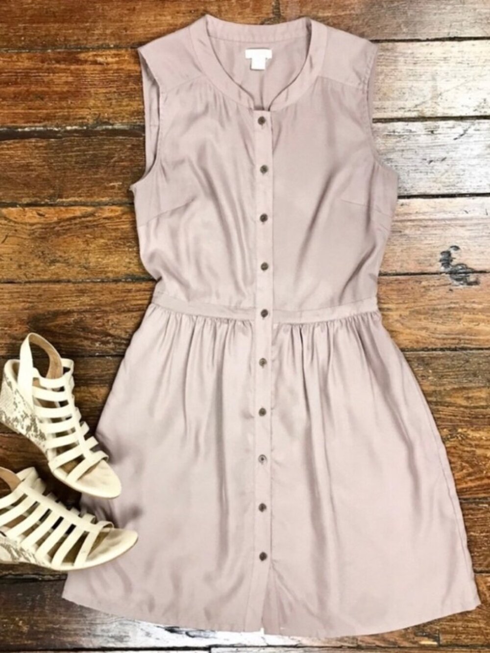 J. Crew tan sleeveless shirtdress Button Down